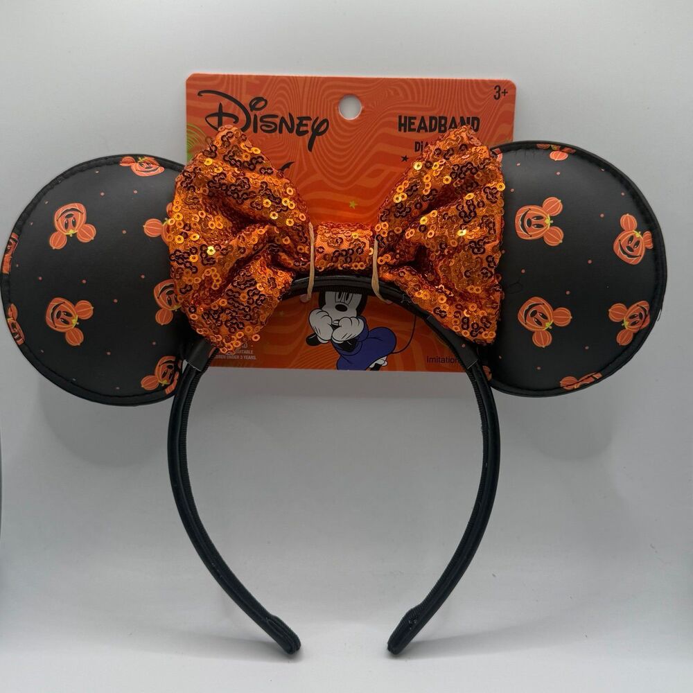 Aldi x Disney Exclusive - Faux Leather with Orange Sequin Minnie Ears Headband